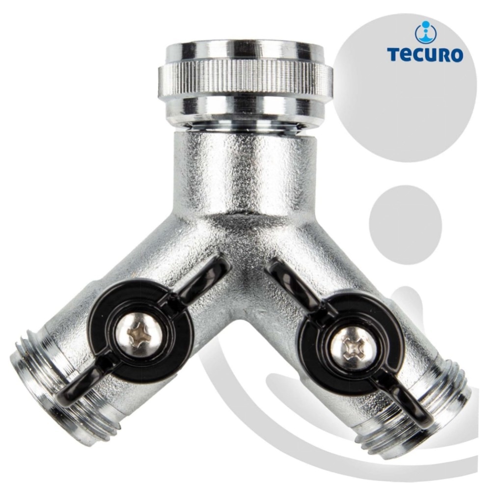 2-Wege Y-Verteiler mit Absperrhähnen, verchromtes Messing – flexibel für Garten, Außenbereich & Industrie