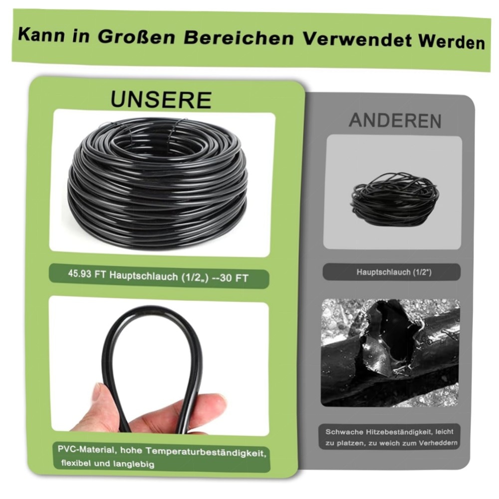130FT Garten-Bewässerungssystem mit 46FT 1/2\