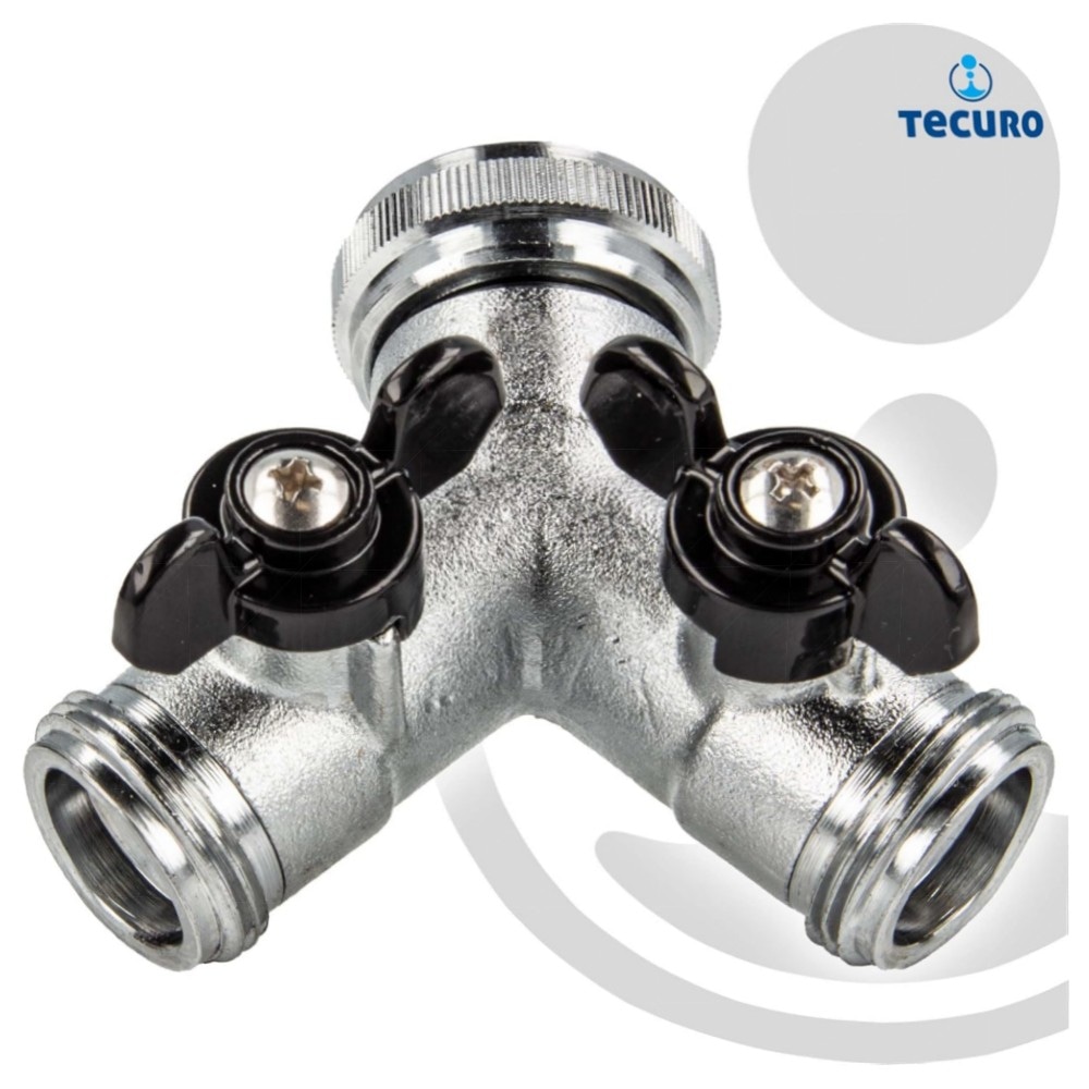 2-Wege Y-Verteiler mit Absperrhähnen, verchromtes Messing – flexibel für Garten, Außenbereich & Industrie