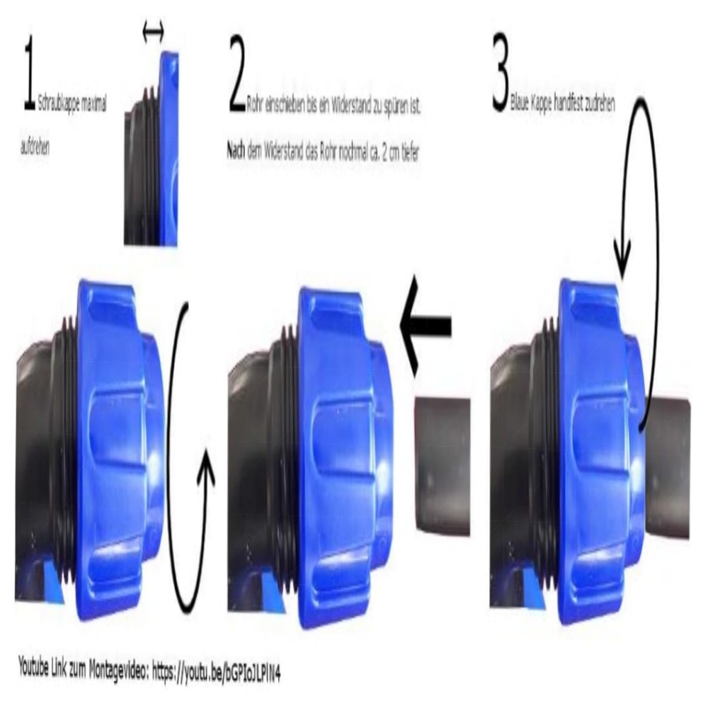 IBC Verbindungsset für 2–6 Regenwassertanks – VOCXTRADE PE Rohr, frostfrei, blau, einfache Montage